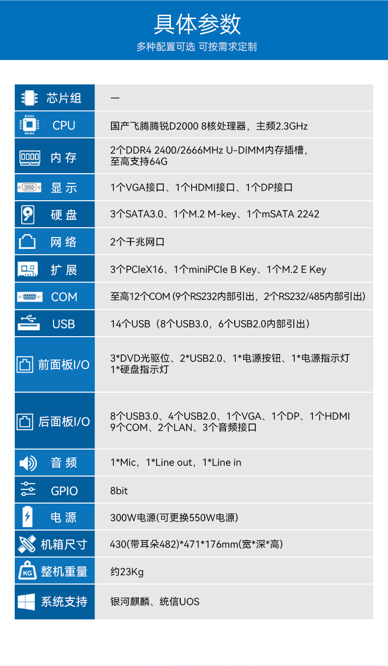 國產(chǎn)4U信創(chuàng)工控機(jī),飛騰騰銳D2000八核處理器,5G國產(chǎn)CPU電腦,DT-610X-TD2KMB.jpg